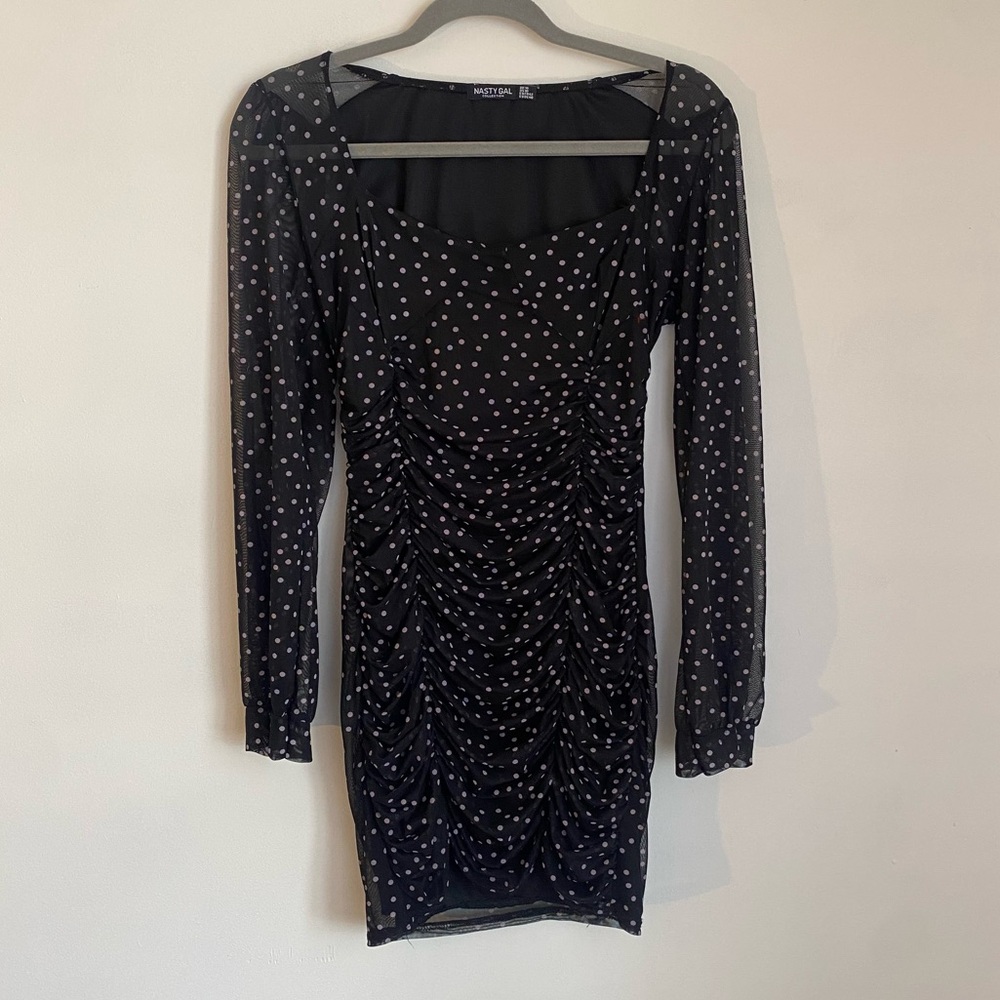 Mesh Polka Dot Black Dress